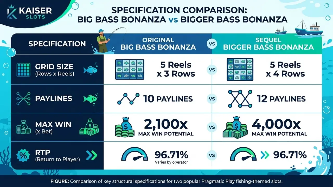 Specification comparison of Big Bass Bonanza and Bigger Bass Bonanza