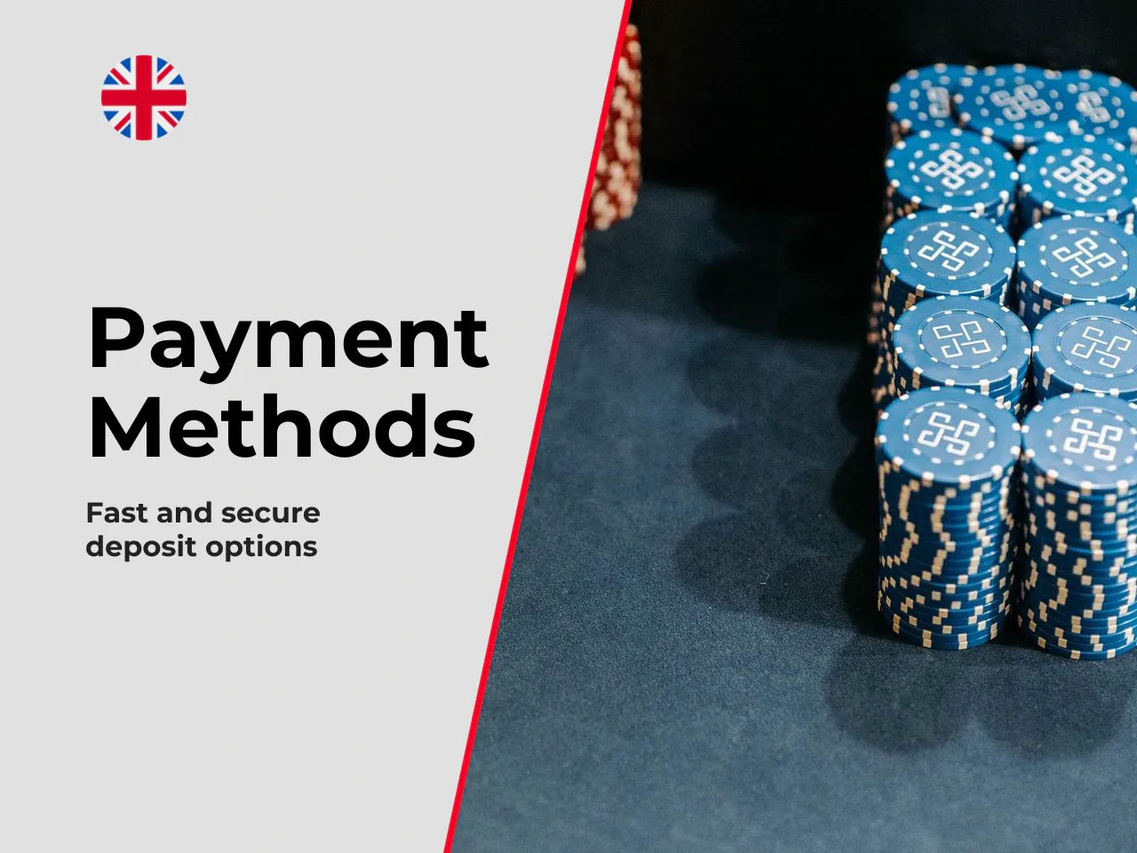 Available payment methods for deposits. UK