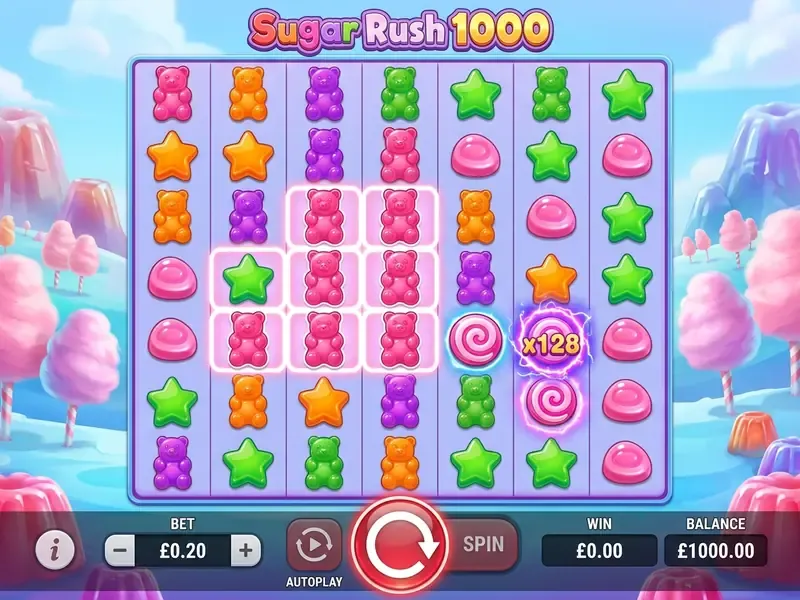 sugar rush 1000 play interface layout